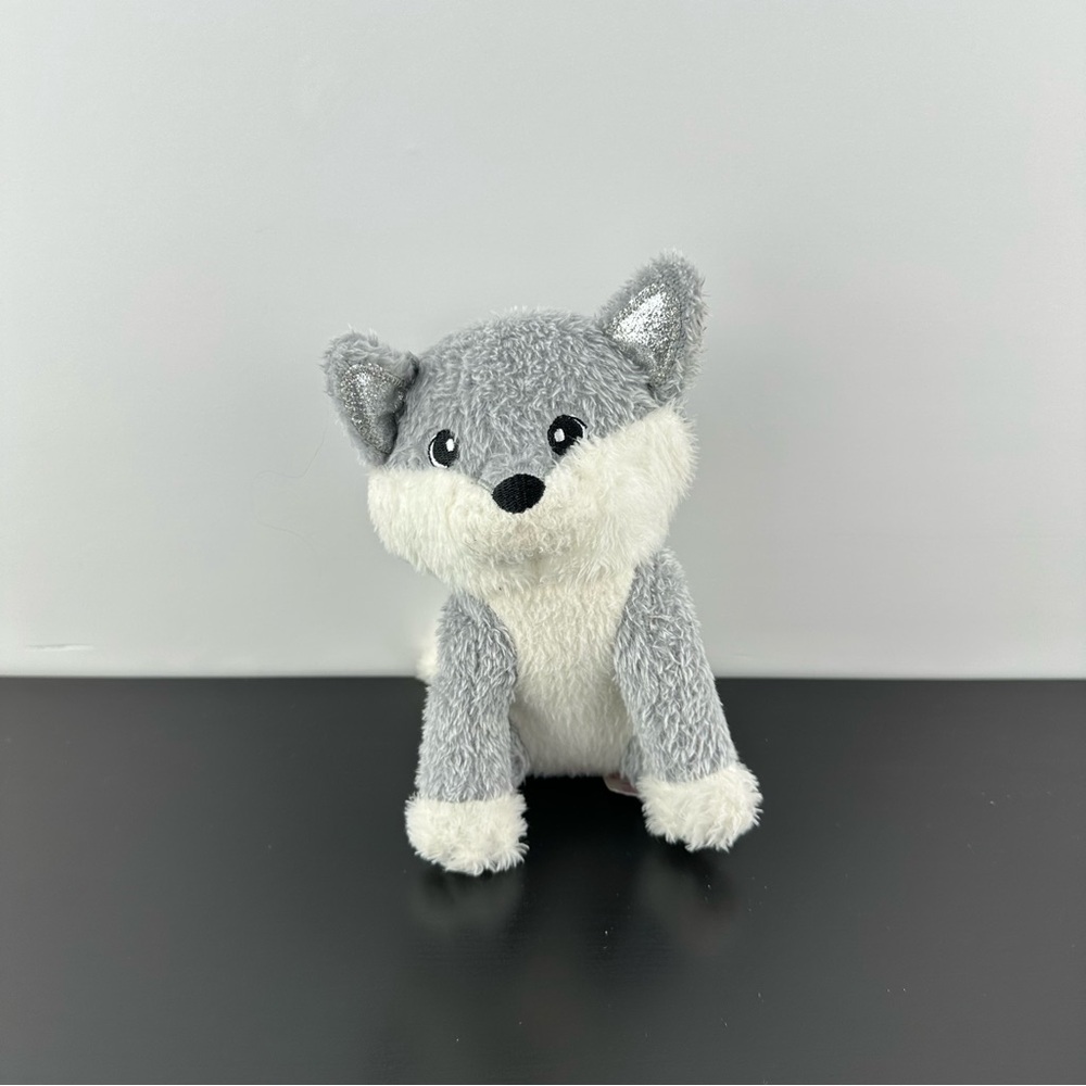 Justice Husky Dog Gray White Plush Stuffed Animal Sitting Sparkles Grey 7”